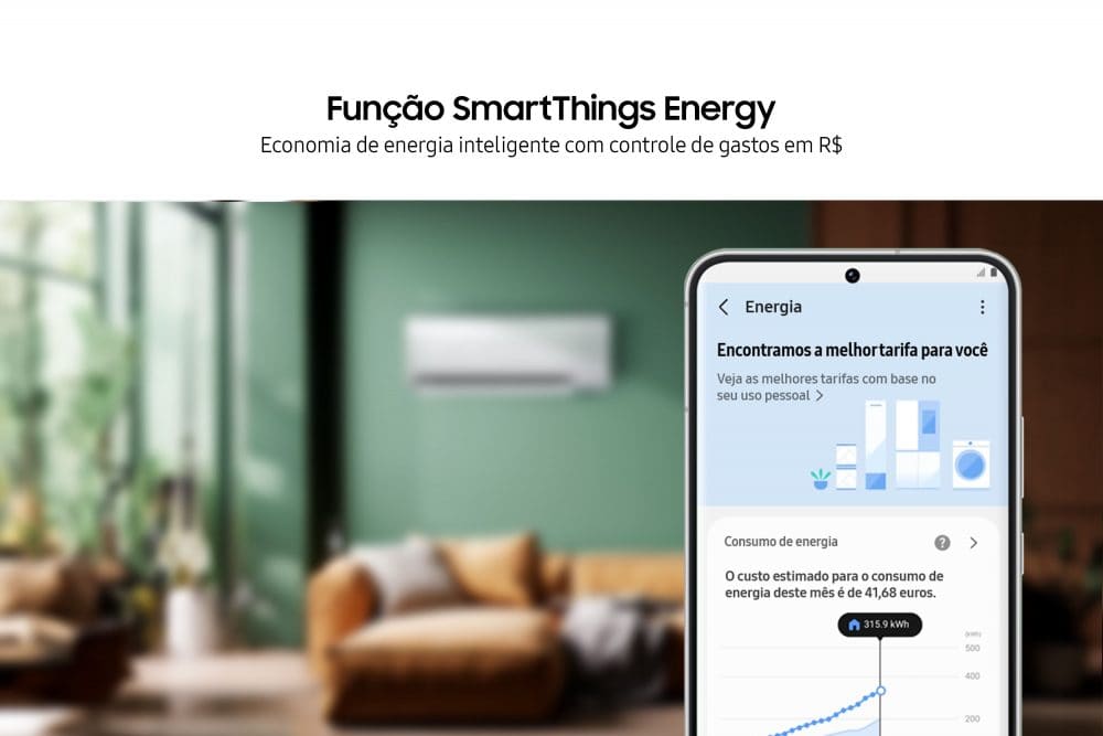 Módulo smartthings energy do aplicativo smartthings da samsung
