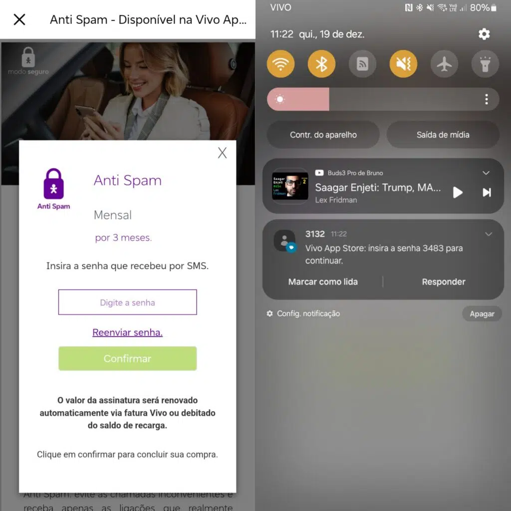 Vivo lança serviço anti spam para chamadas. Veja como ativar Tela de ativar serviço de bloquear telemarketing da vivo