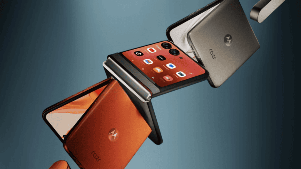 Smartphones dobráveis com tecnologia avançada, inovação móvel e design compacto.