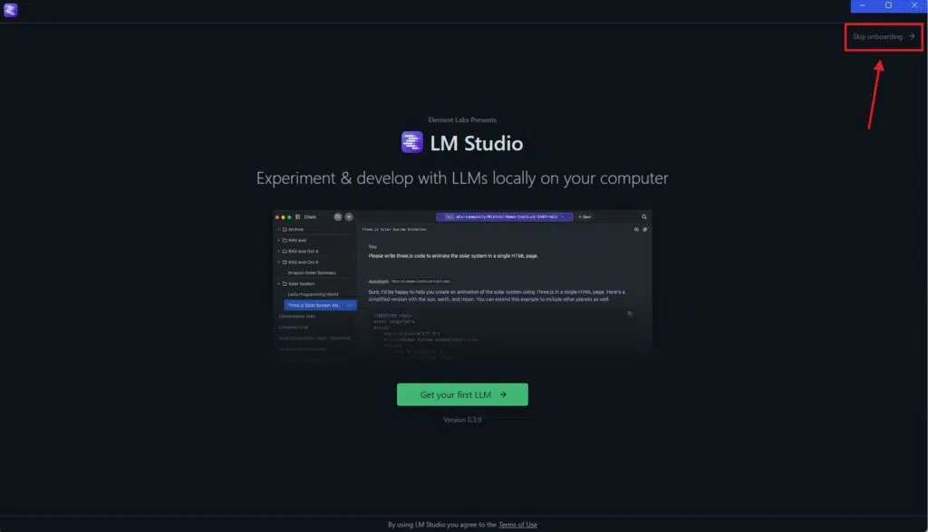 Como instalar o deepseek r1 no seu pc com amd ryzen ai e gpu radeon Tela inicial do lm após instalação, mostrando como pular a integração clicando no canto direito superior em skip on boarding. Como instalar o deepseek r1