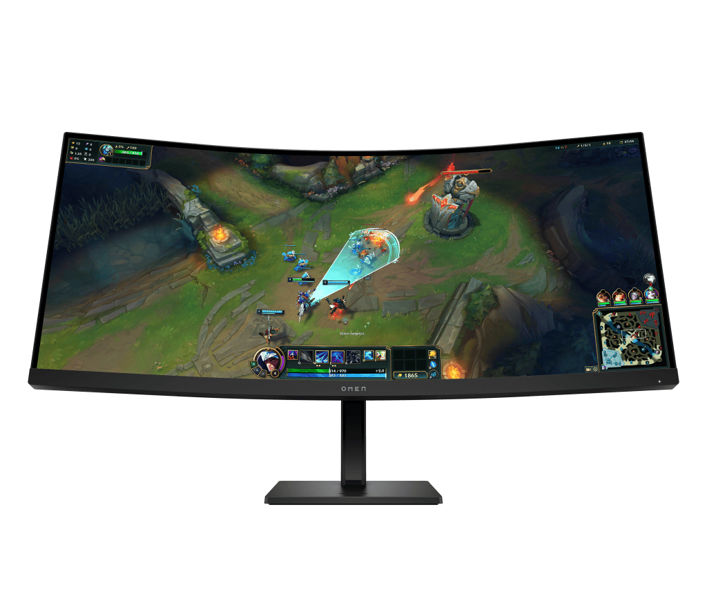 Ces 2025: HP updatet de omen gamer-lijn van notebooks, desktops en monitoren op de beurs Omen 34c g2 met League of Legends
