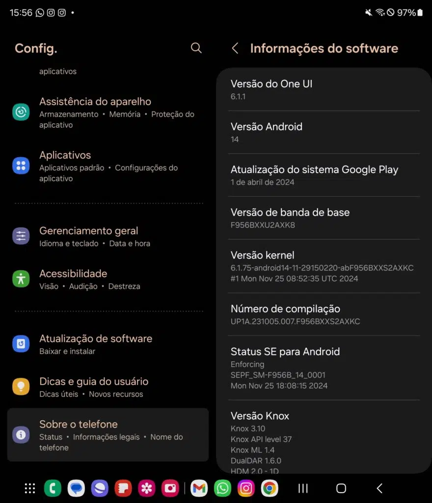 Review: galaxy z fold6 aprimora o melhor dobrável da samsung Dados de sistema operacional do galaxy z fold6