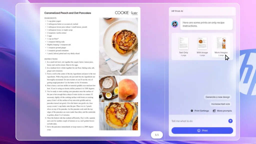 Ces 2025: hp lança impressoras com assistente de ia, monitores e acessórios de home office Hp print ai sendo usada para aprimorar impressão