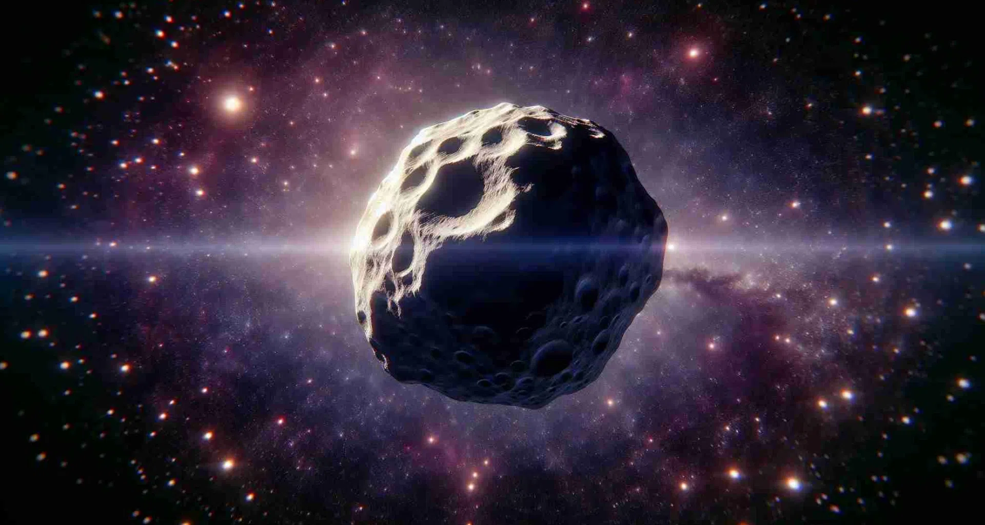 Ein sich bewegender Asteroid im Weltraum vor dem Hintergrund von Sternen, Hightech-Bilder und Astrophysik.