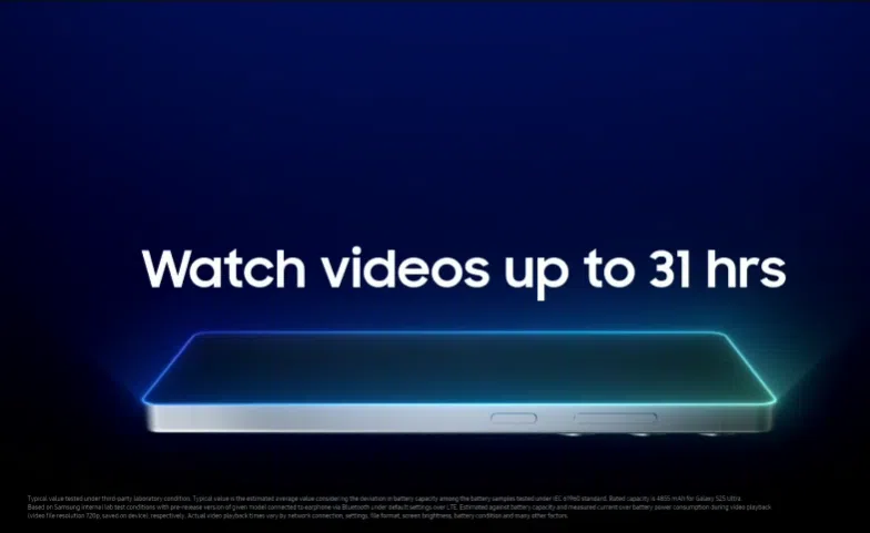 Samsung lança galaxy s25, s25+ e s25 ultra com novas câmeras e mais ia Dados de bateria do galaxy s25 ultra