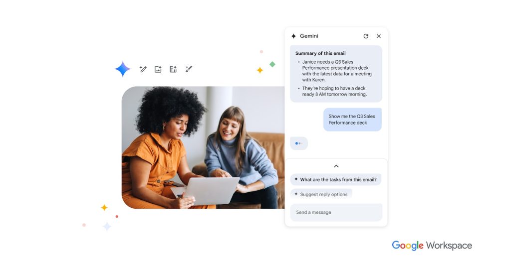 Google merilis Gemini secara gratis untuk pengguna bisnis dan perusahaan ruang kerja Demo fungsi ringkasan email Gemini ai di ruang kerja