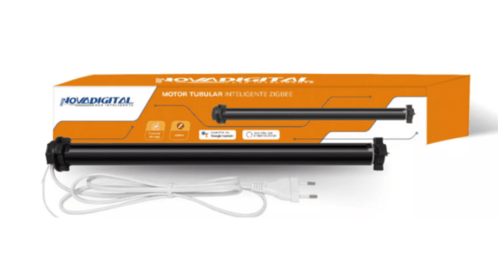 Veja os melhores produtos para a casa conectada (2025) Motor tubular inteligente zigbee para automação residencial, compatível com google assistente.