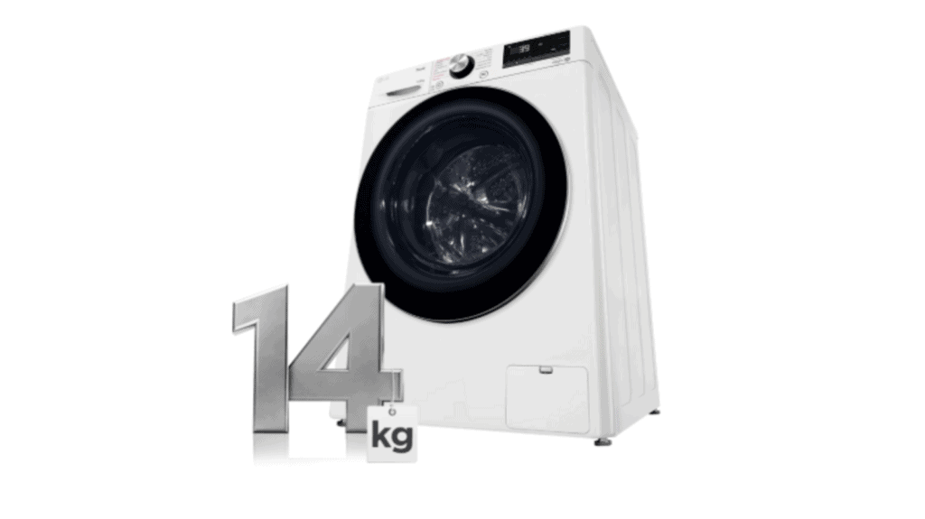 Veja os melhores produtos para a casa conectada (2025) Lavadora de 14kg com tecnologias avançadas, eficiência energética e design moderno.