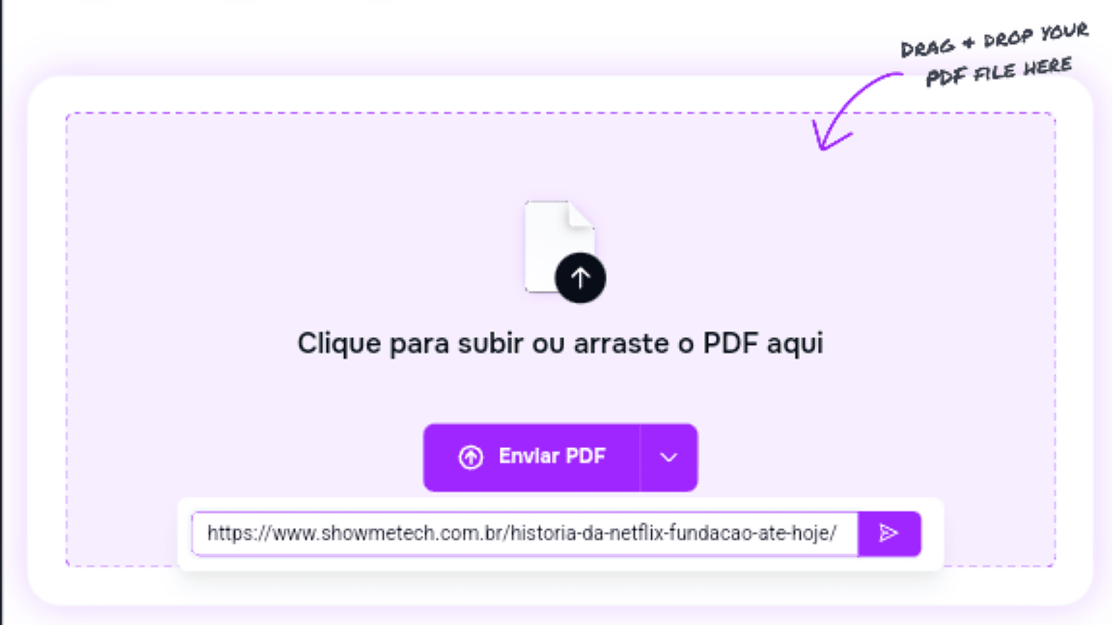Saiba como usar ia que resume pdf com o chatpdf Inira um link de um site