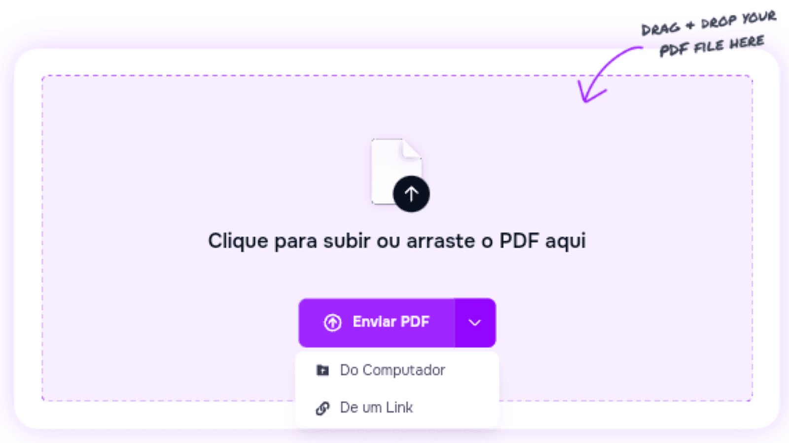 Saiba como usar ia que resume pdf com o chatpdf Tela arraste ou clique para enviar um arquivo