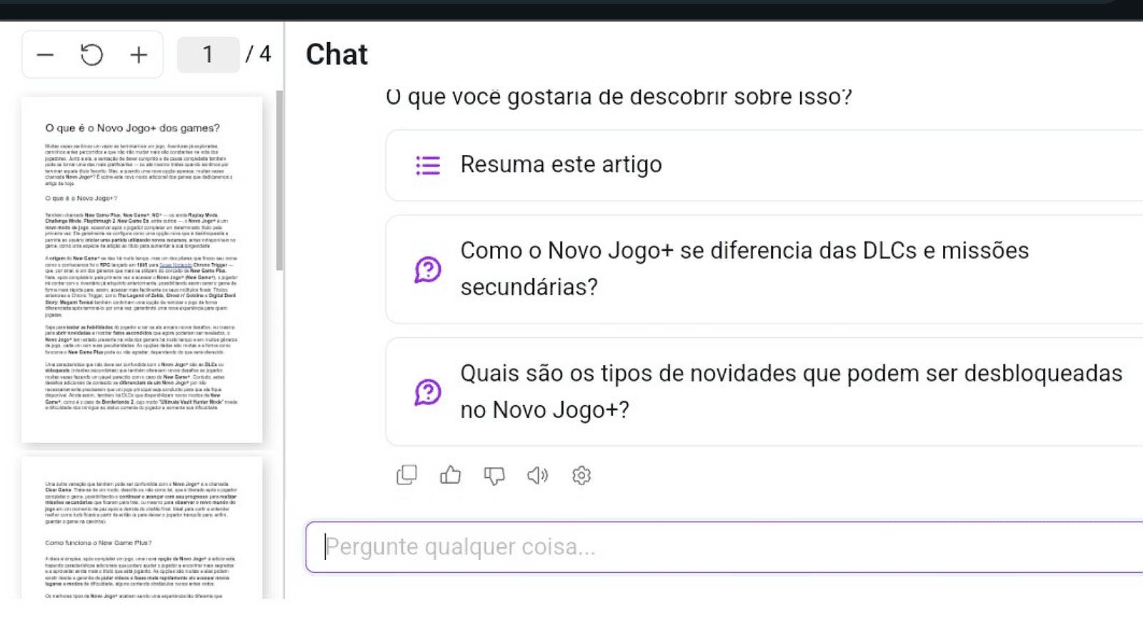 Lär dig hur du använder AI för att sammanfatta PDF-filer med ChatPDF Skärm med val för att sammanfatta eller ställa frågor