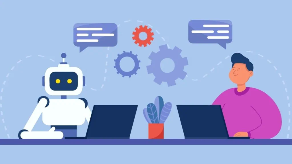 ההנחיות הטובות ביותר של AI לשימוש בעבודה אדם מדבר עם AI דרך מחשב