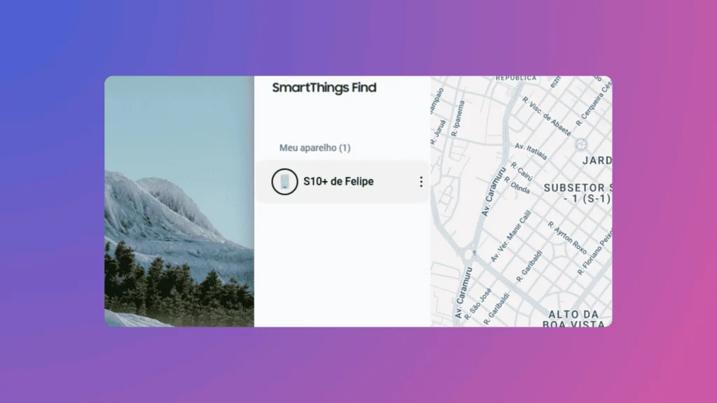 Celular no carnaval: dicas para curtir a folia com segurança Dispositivos samsung disponíveis aparecerão no lado esquerdo da tela - imagem: showmetech/felipe faustino