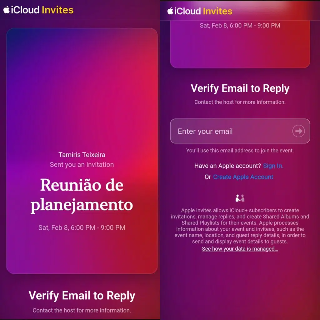 Apple invites: app é lançado para criar convites personalizados Tela final do apple convites