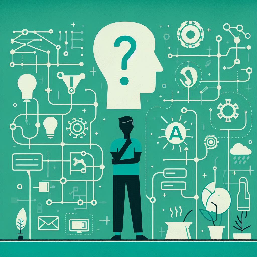 Raciocínio e tecnologia de inteligência artificial juntos em inovação.