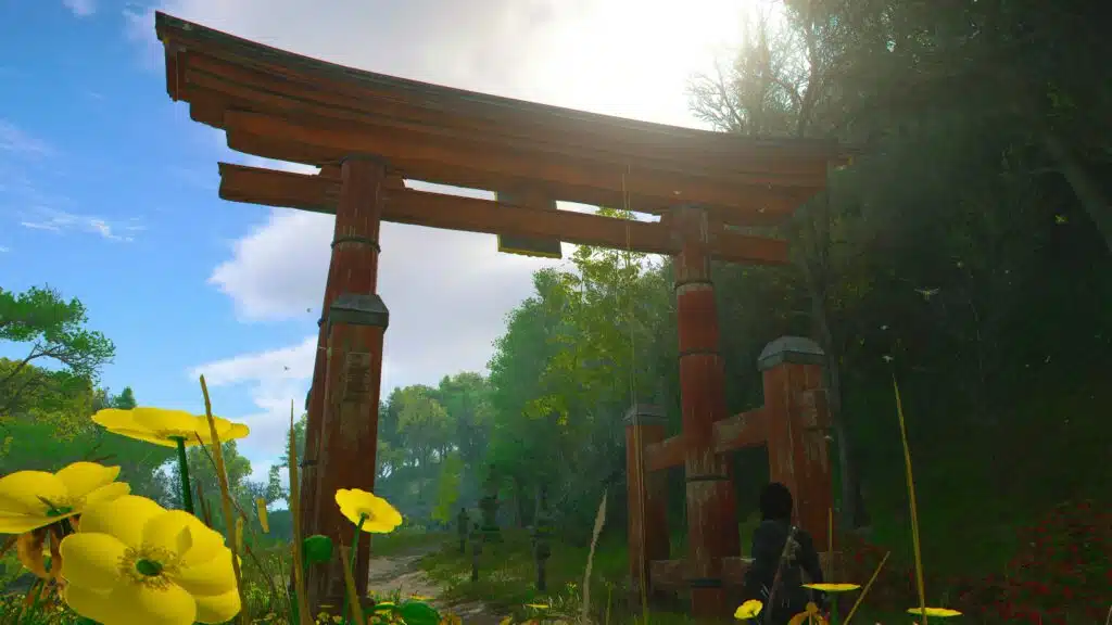 Review: assassin’s creed shadows é um épico de traição e vingança no japão feudal Ninja em frente a um arco japonês