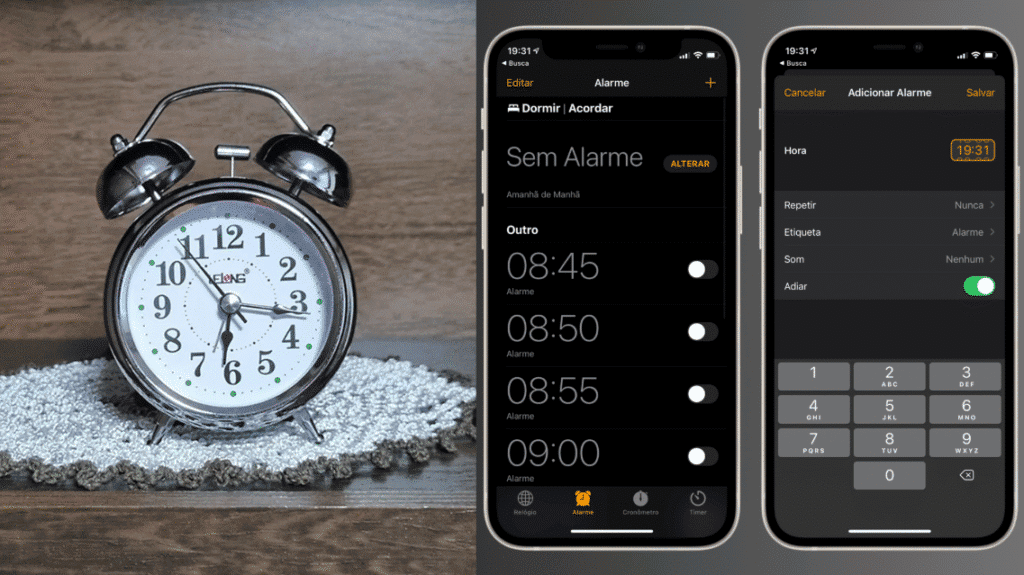 اكتشف 30 تقنيات قديمة وبدائلها الحالية على اليسار، ساعة منبه قديمة وعلى اليمين، تطبيق ساعة منبه جاء ليحل محلها / الصورة: showmetech