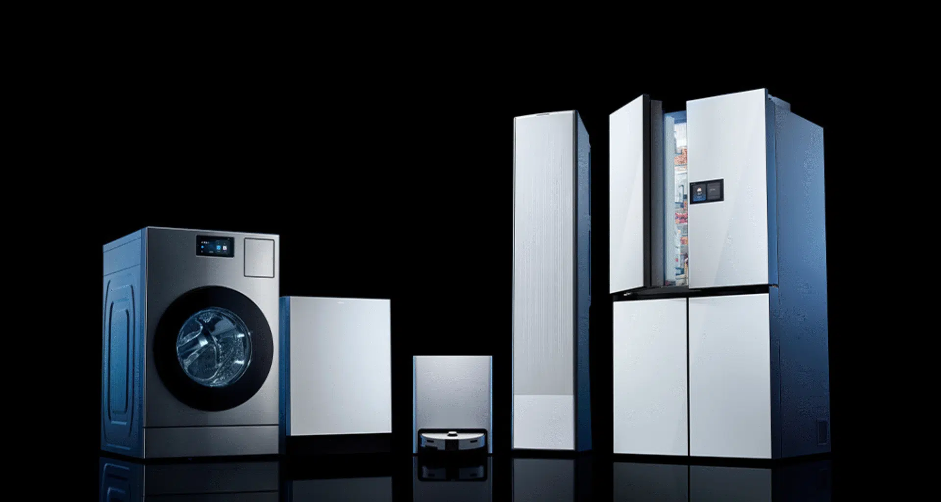 Eletrodomésticos modernos com tecnologia inteligente para sua casa inteligente.