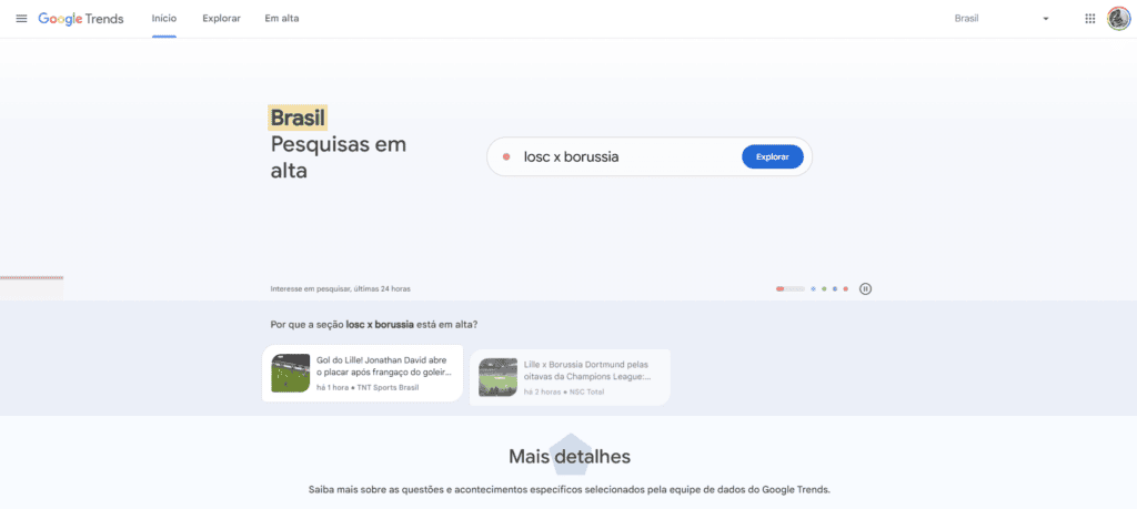 Checagem para ver se o x caiu no google trends