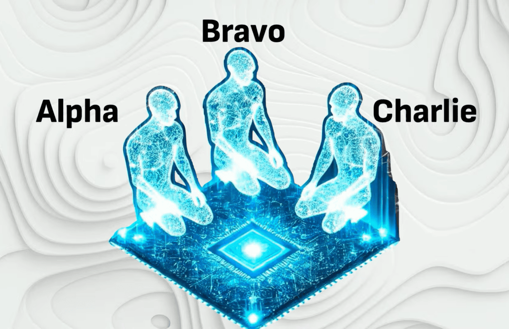 Sxsw 2025: tendências tecnológicas para 2025, segundo amy webb Experimento conduzido pela darpa, em que três agentes autônomos, chamados alpha, bravo e charlie, foram designados para desarmar bombas em um ambiente virtual.