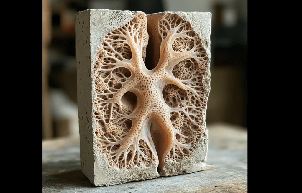 Sxsw 2025: tendências tecnológicas para 2025, segundo amy webb Tijolo que imita os pulmões humanos.