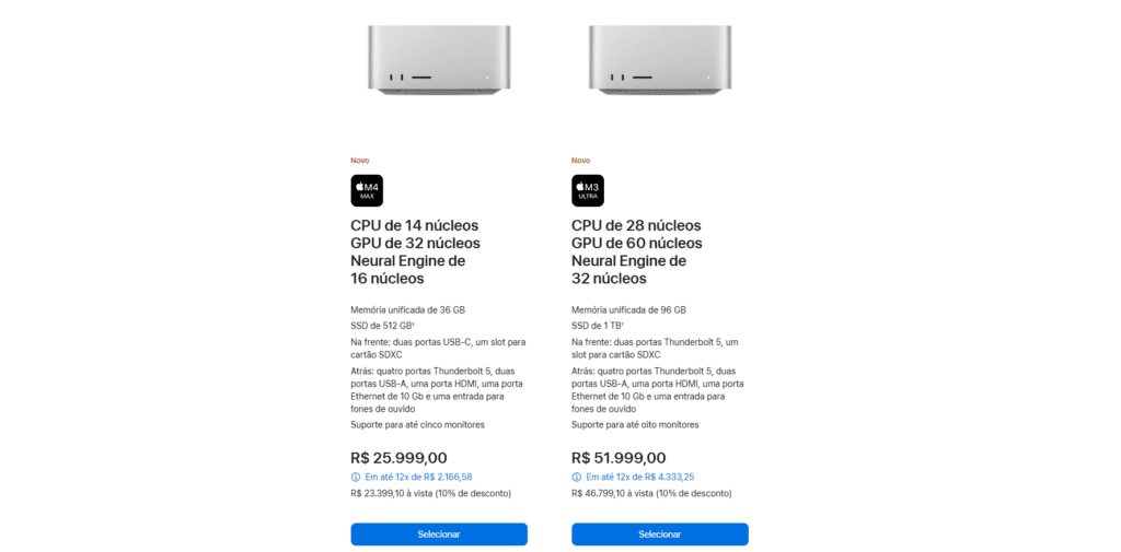 Apple lança novos macbook air com m4 e mac studio, veja detalhes Preços e versões do mac studio 2025
