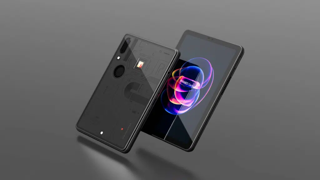 Qualcomm lança novos chips snapdragon g1, g2 e g3 para consoles portáteis Visão traseira e frontal do ayaneo gaming pad