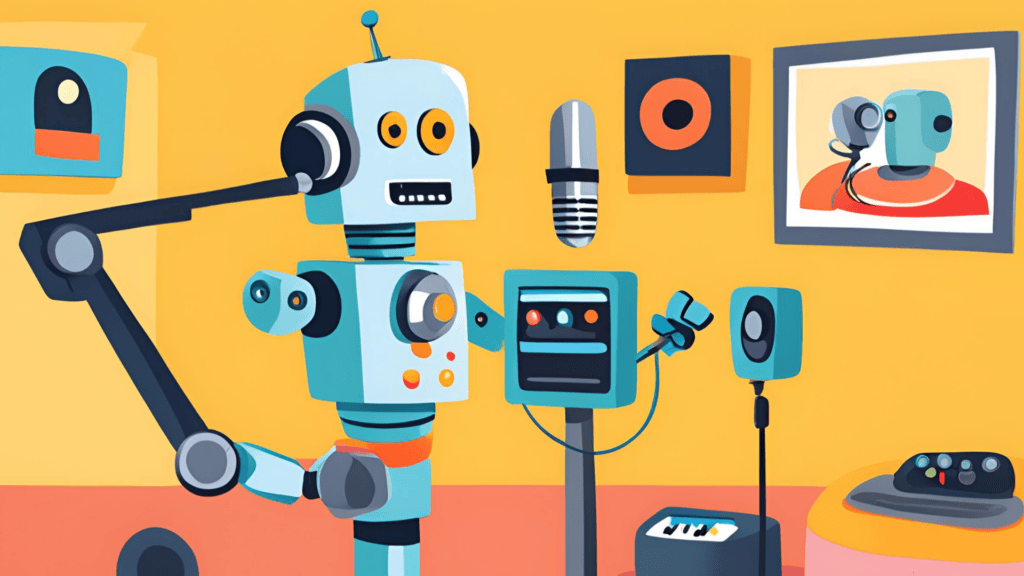 Amazon testa il doppiaggio AI su Prime Video; capire Immagine di un robot in uno studio di doppiaggio che rappresenta un doppiaggio realizzato dall'intelligenza artificiale