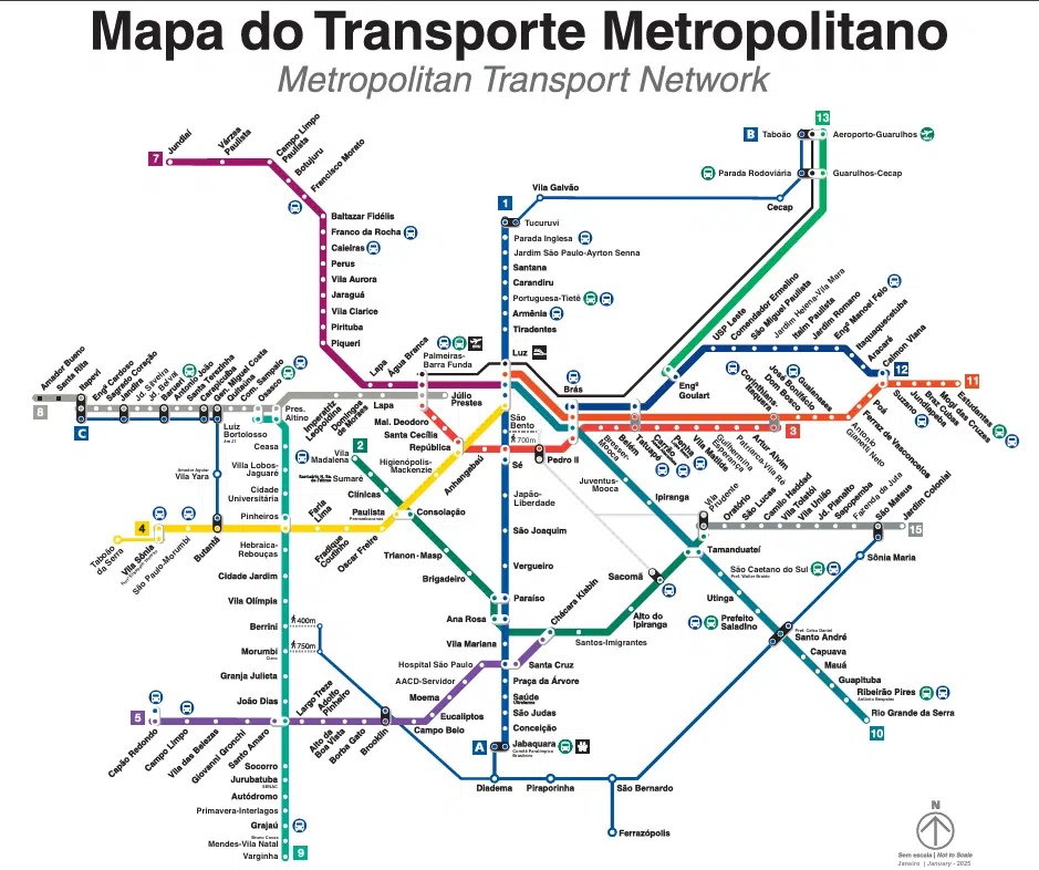 13 dicas para aproveitar o lollapalooza 2026 Mapa do transporte metropolitano de são paulo