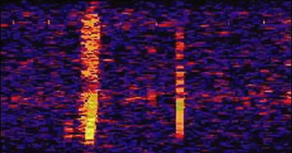 Os maiores mistérios tecnológicos de todos os tempos Frequência de um sinal em tons azuis, laranja e vermelho