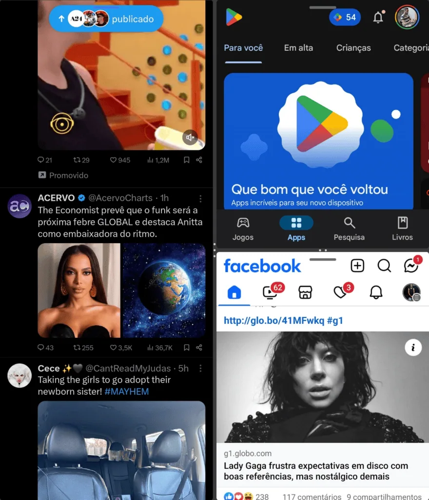 51 dicas e truques para você aproveitar o máximo do galaxy z fold6 ou fold5 Galaxy z fold6 com tela dividida em três