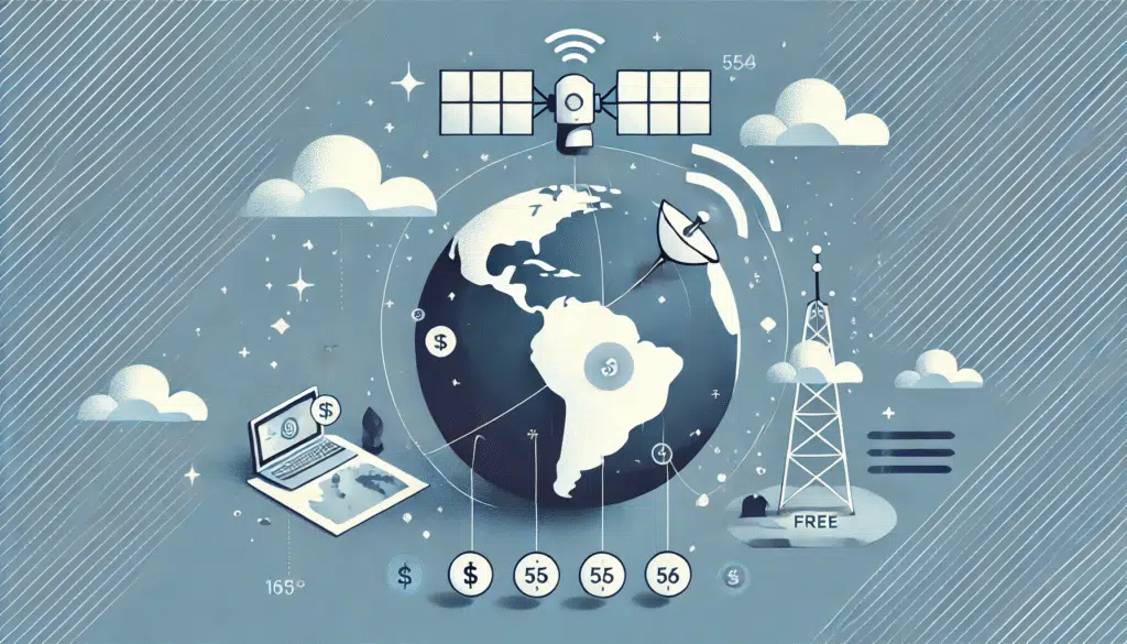 Starlink satellitt mobiltelefon plan kommer til Brasil? Forstå Illustrasjon av jord med antennesignaler og prissignaler