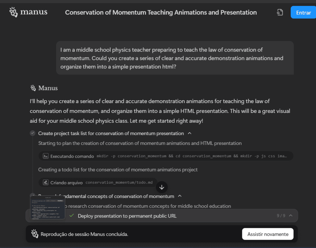 Manus ai: empresa chinesa lança primeiro agente de ia totalmente autônomo do mundo Aulas criadas por manus ai