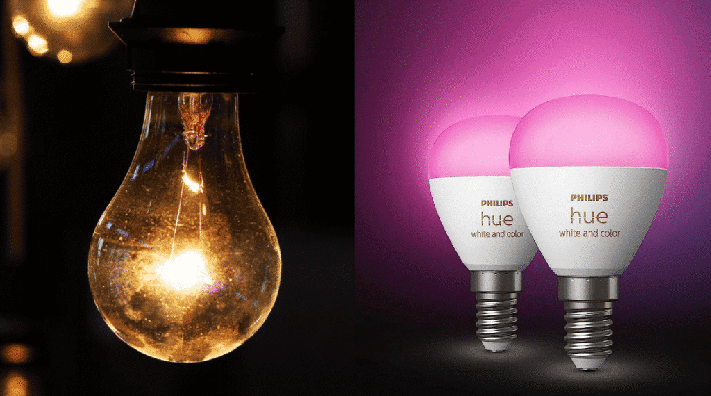 اكتشف 30 تقنيات قديمة وبدائلها الحالية على اليسار، مصباح متوهج وعلى اليمين، مصباح LED جاء ليحل محله / الصورة: showmetech