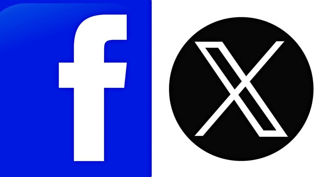 Logo do facebook e x/twitter