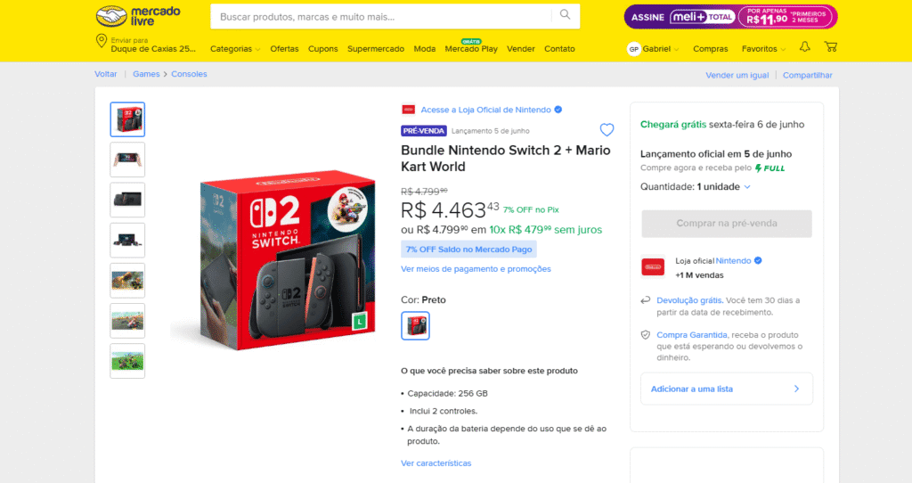 任天堂はブラジルで最大2%の割引でニンテンドースイッチ7の予約販売を開始 Mercado LivreのNintendo Switch 2予約ページ / 画像: showmetech