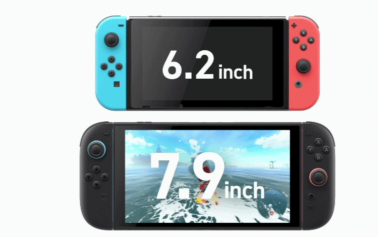 Controle nintendo switch 6. 2 polegadas com controles vermelhos e azuis, ótima para jogos em 2023.