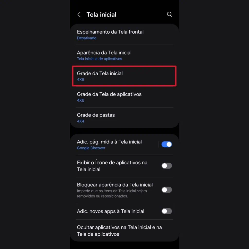 51 dicas e truques para você aproveitar o máximo do galaxy z fold6 ou fold5 Opção de mudança da tela inicial do galaxy z fold6