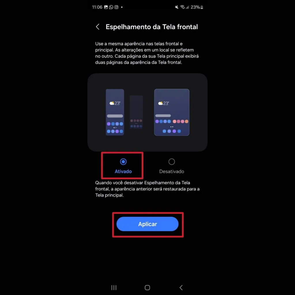 51 dicas e truques para você aproveitar o máximo do galaxy z fold6 ou fold5 Como espelhar a tela frontal na tela interna do galaxy z fold6