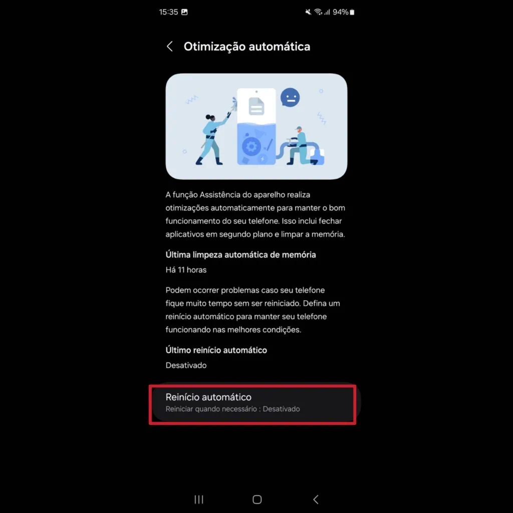 51 dicas e truques para você aproveitar o máximo do galaxy z fold6 ou fold5 Ativação de reinicialização automática do galaxy z fold6