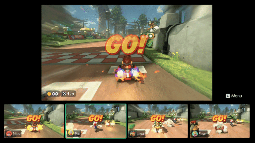 Jogo mario kart sendo usado no gamechat