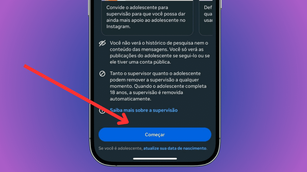 Meta anuncia novas restrições para contas de adolescente no instagram e facebook Botão para iniciar supervisão de adolescente