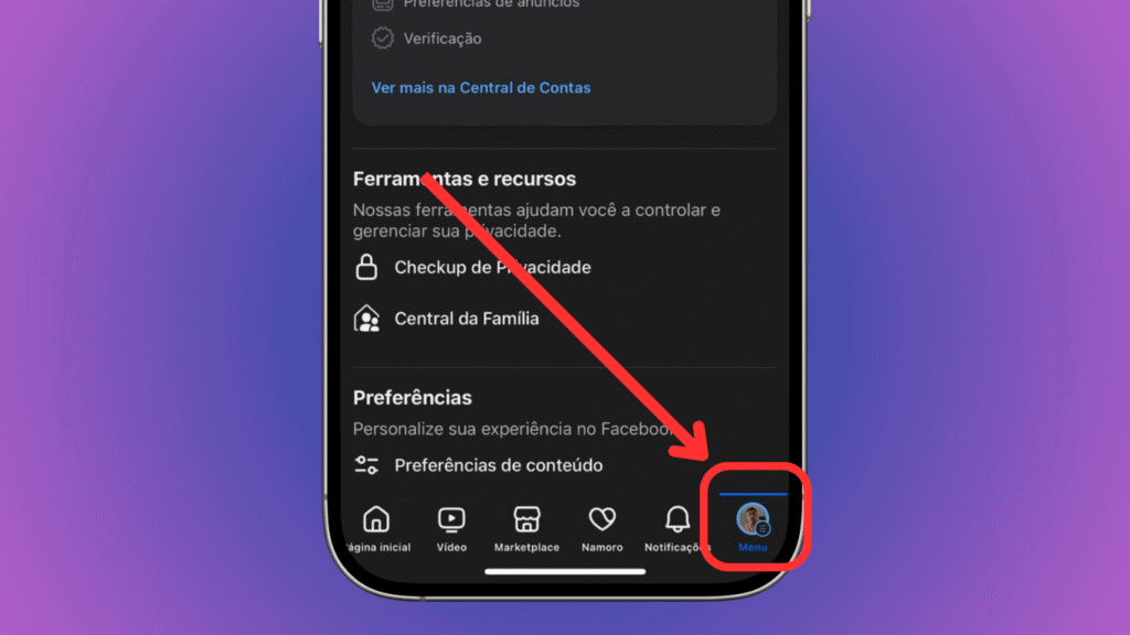 Meta anuncia novas restrições para contas de adolescente no instagram e facebook Tela do facebook indicando configurações