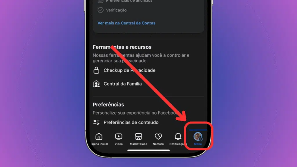 Meta anuncia novas restrições para contas de adolescente no instagram e facebook Tela do facebook indicando configurações