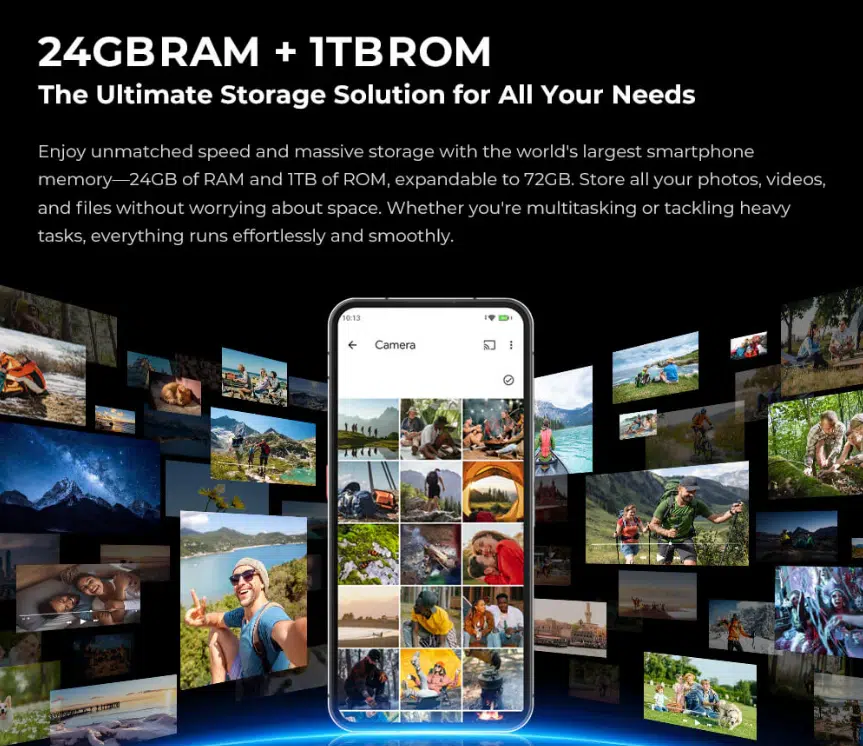 Novo oukitel wp200 pro é lançado com 24 gb de ram e 1 tb de armazenamento Com impressionantes 24gb de ram (expansíveis até 72gb) e 1tb de armazenamento interno, o wp200 pro é ideal para usuários exigentes que não abrem mão de desempenho e espaço. Foto: reprodução / oukitel.