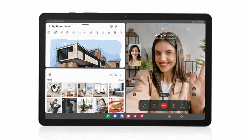 Melhores tablets e ipads para comprar agora O samsung galaxy tab a9, custando r$ 923,99, entrega um bom desempenho para o dia a dia, com o selo de qualidade da samsung. Foto: reprodução / samsung.