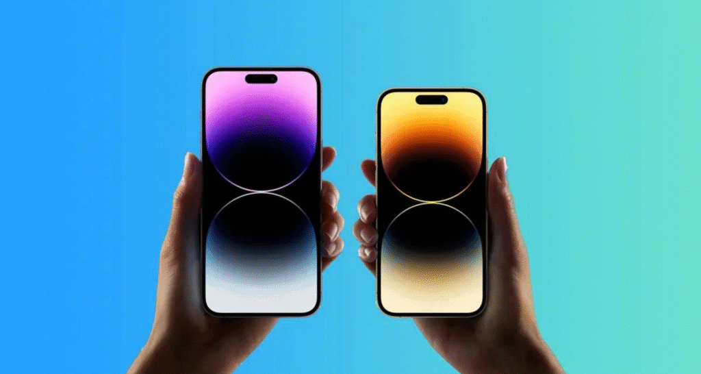 Nova linha de iphones com tela oled, cores vibrantes e design inovador, destacando-se na tecnologia móvel.