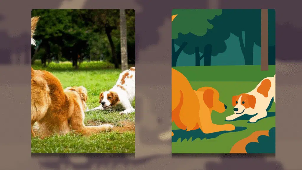 Como editar imagens com o chatgpt (com dicas de prompts) Foto em uma ilustração vetorial no estilo flat design. Use formas bem definidas, cores sólidas vibrantes (sem gradientes), e remova todos os detalhes de pelos, focando apenas na silhueta e nas formas principais do animal.