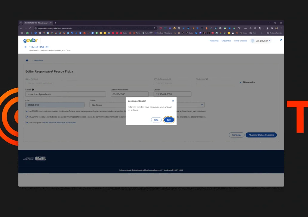 How to make an animal ID on Sinpatinhas Save the registration
