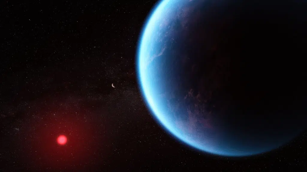 Cientistas encontram possíveis evidências de vida marinha extraterrestre K2-18b é um exoplaneta com características que sugerem a existência de oceanos. Foto: reprodução / cambridge university.